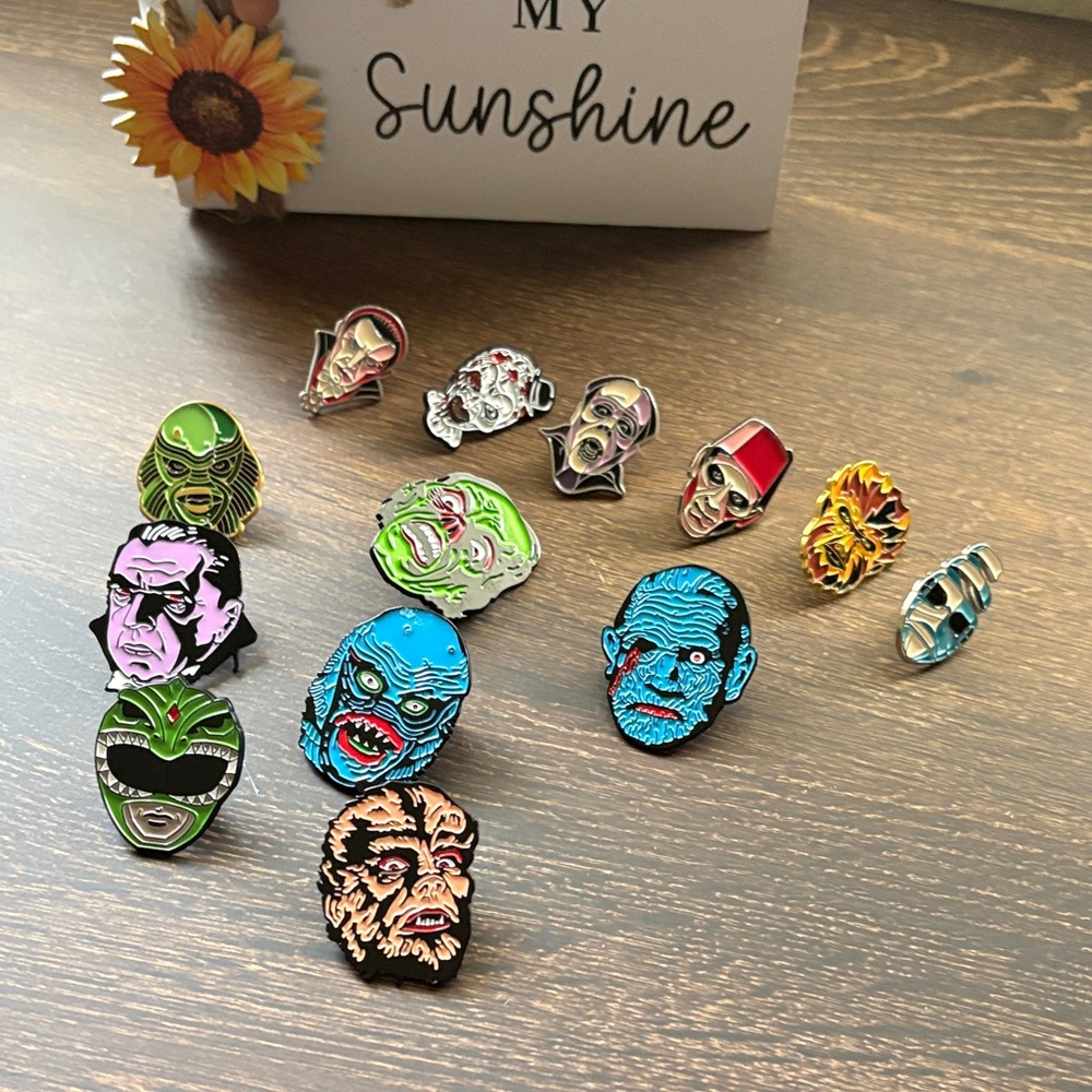 Colorful Monster Enamel Pins Set